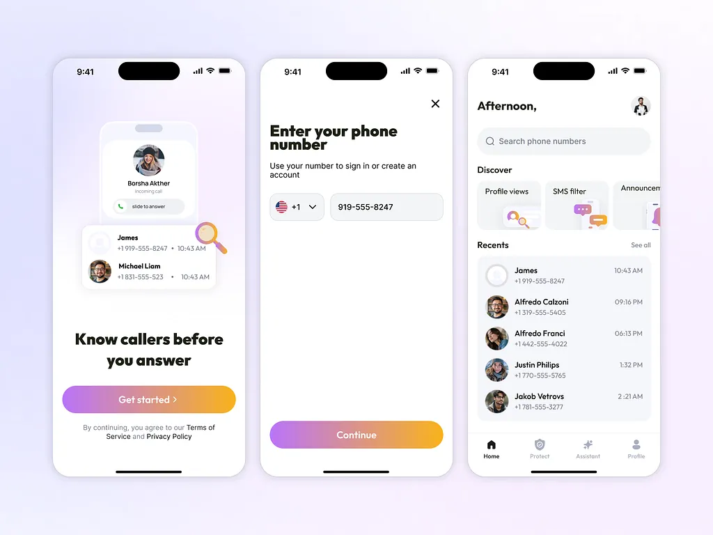 Sphnix mobile onboarding screens